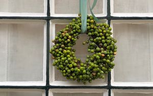 Preview wallpaper wreath, berries, green, window