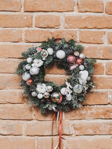 Preview wallpaper wreath, decoration, new year, christmas, wall