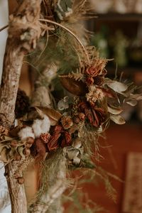 Preview wallpaper wreath, flowers, branches, dry, decoration