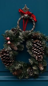 Preview wallpaper wreath, flowers, decoration, christmas