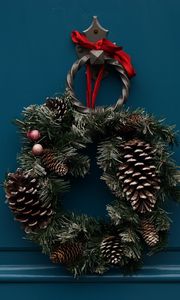 Preview wallpaper wreath, flowers, decoration, christmas