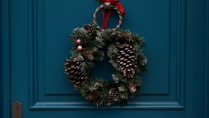 Preview wallpaper wreath, flowers, decoration, christmas