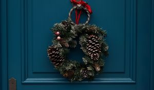 Preview wallpaper wreath, flowers, decoration, christmas