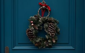 Preview wallpaper wreath, flowers, decoration, christmas