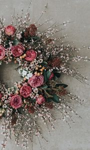 Preview wallpaper wreath, roses, flowers, composition, decoration