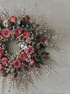 Preview wallpaper wreath, roses, flowers, composition, decoration