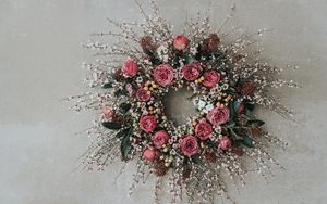 Preview wallpaper wreath, roses, flowers, composition, decoration