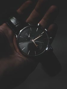 Preview wallpaper wrist watch, dial, hand, dark