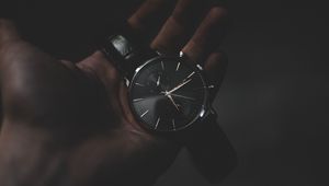 Preview wallpaper wrist watch, dial, hand, dark