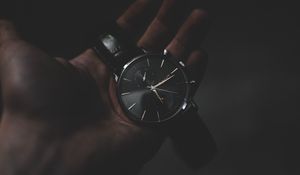 Preview wallpaper wrist watch, dial, hand, dark