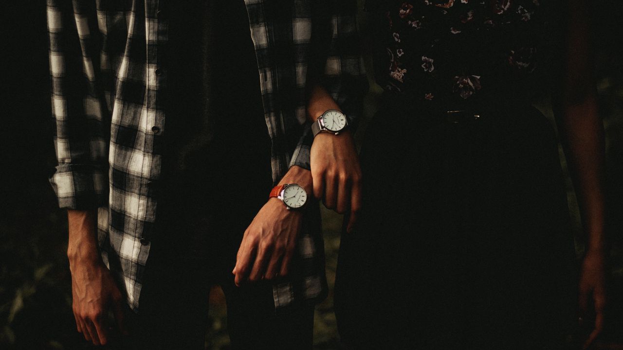 Wallpaper wrist watch, pair, hands