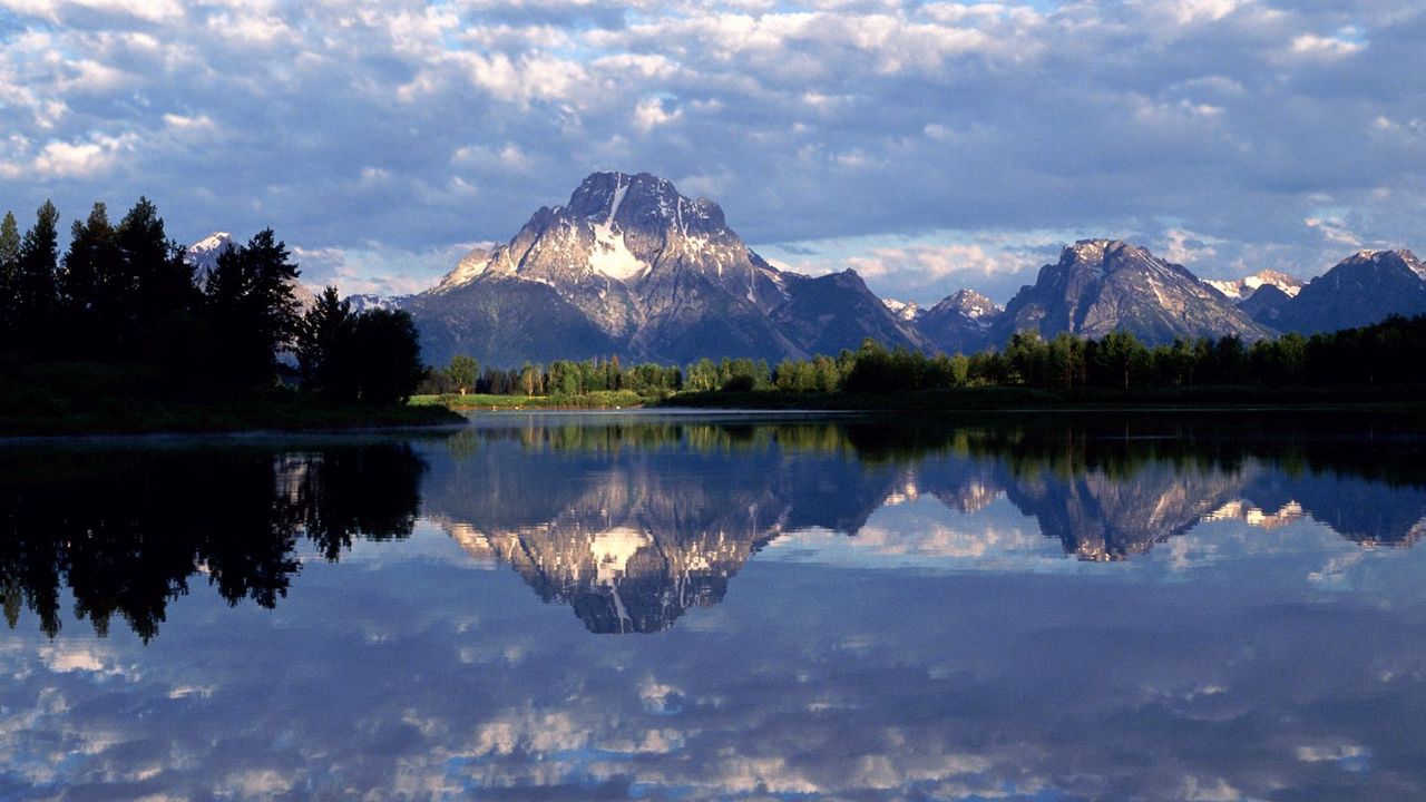 Wallpaper wyoming, lake, mountain, reflection, mirror