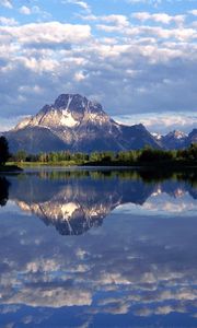 Preview wallpaper wyoming, lake, mountain, reflection, mirror