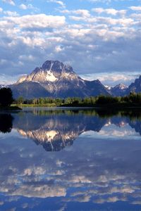 Preview wallpaper wyoming, lake, mountain, reflection, mirror