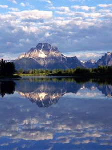 Preview wallpaper wyoming, lake, mountain, reflection, mirror