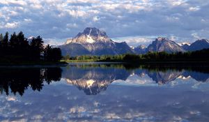 Preview wallpaper wyoming, lake, mountain, reflection, mirror