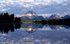 Preview wallpaper wyoming, lake, mountain, reflection, mirror