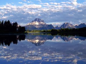 Preview wallpaper wyoming, lake, mountain, reflection, mirror