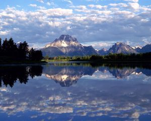 Preview wallpaper wyoming, lake, mountain, reflection, mirror