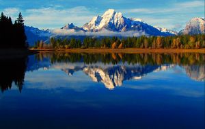 Preview wallpaper wyoming, usa, mountain, lake, reflection