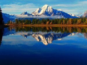 Preview wallpaper wyoming, usa, mountain, lake, reflection