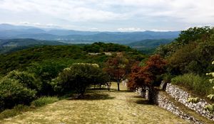 Preview wallpaper xochicalco, village, trees, sky, garden