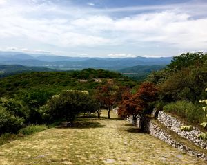 Preview wallpaper xochicalco, village, trees, sky, garden