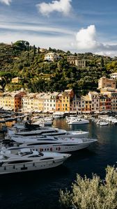 Preview wallpaper yachts, boats, bay, sea, city, portofino, italy