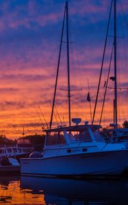 Preview wallpaper yachts, boats, dock, sunset