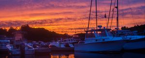 Preview wallpaper yachts, boats, dock, sunset