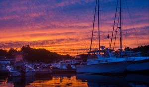 Preview wallpaper yachts, boats, dock, sunset