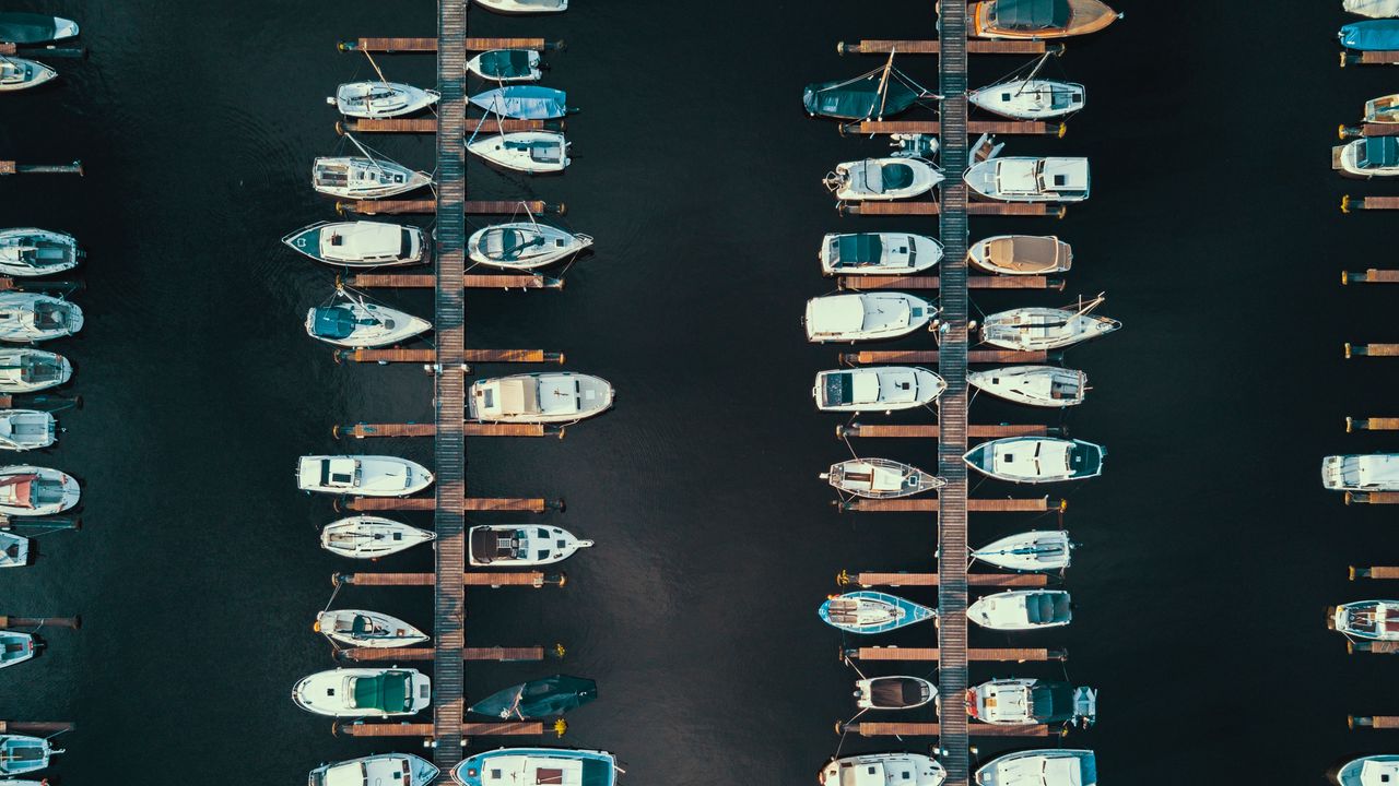 Wallpaper yachts, boats, pier, aerial view