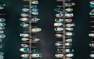 Preview wallpaper yachts, boats, pier, aerial view