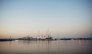 Preview wallpaper yachts, boats, sea, water, twilight