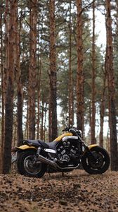 Preview wallpaper yamaha, bike, motorcycle, side view, trees