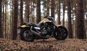 Preview wallpaper yamaha, bike, motorcycle, side view, trees