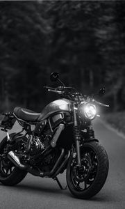 Preview wallpaper yamaha, bike, motorcycle, side view, bw