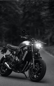 Preview wallpaper yamaha, bike, motorcycle, side view, bw