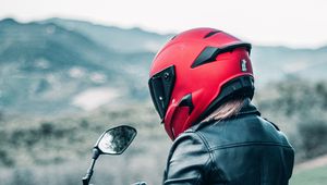 Preview wallpaper yamaha, motorcycle, bike, black, motorcyclist, helmet