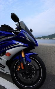 Preview wallpaper yamaha, motorcycle, bike, blue, road, moto