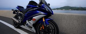 Preview wallpaper yamaha, motorcycle, bike, blue, road, moto