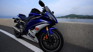 Preview wallpaper yamaha, motorcycle, bike, blue, road, moto