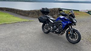 Preview wallpaper yamaha, motorcycle, bike, blue, coast