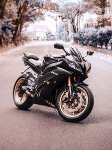 Preview wallpaper yamaha r6, yamaha, motorcycle, bike, black, side view