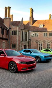 Preview wallpaper yard, 100th, cars, anniversary, dodge, challenger, charger, 2015, srt, rt, hellcat