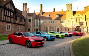 Preview wallpaper yard, 100th, cars, anniversary, dodge, challenger, charger, 2015, srt, rt, hellcat