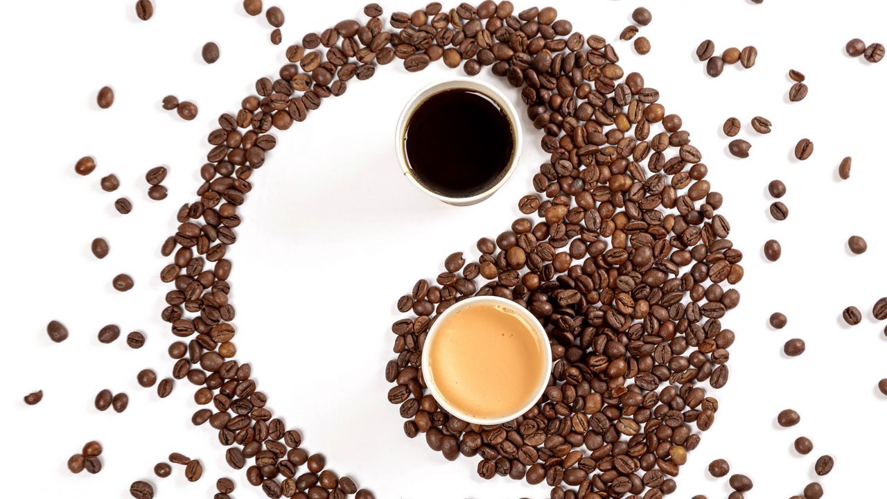 Wallpaper yin yang, coffee beans, coffee, beans, mugs