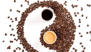 Preview wallpaper yin yang, coffee beans, coffee, beans, mugs