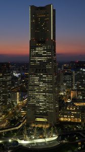 Preview wallpaper yokohama landmark tower, skyscraper, buildings, japan, city, night