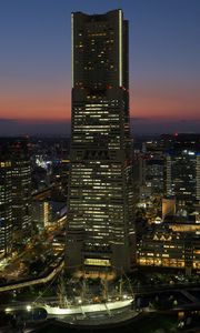 Preview wallpaper yokohama landmark tower, skyscraper, buildings, japan, city, night